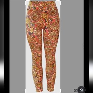 Lularoe OS leggings paisley black orange yellow
